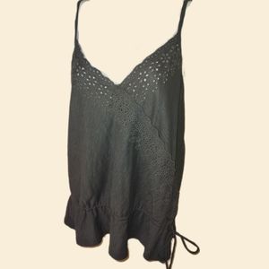 AEO  Olive Green Eyelet Lace Tank Top